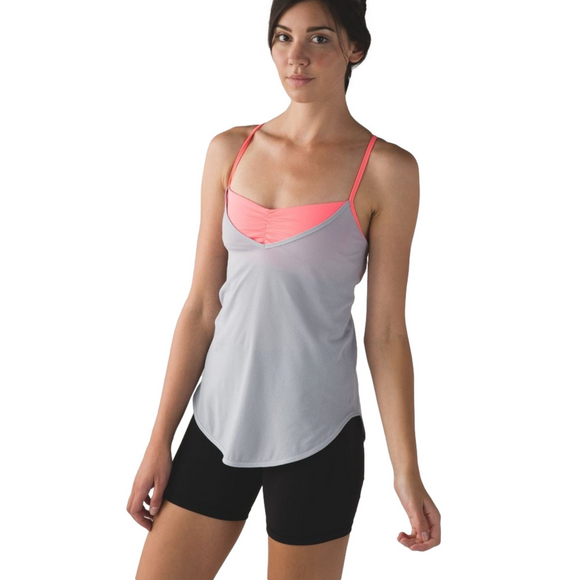 lululemon athletica Tops - Lululemon Size 10 Roll Out Tank Silver Fox Grapefruit Built Bra Camisole Top